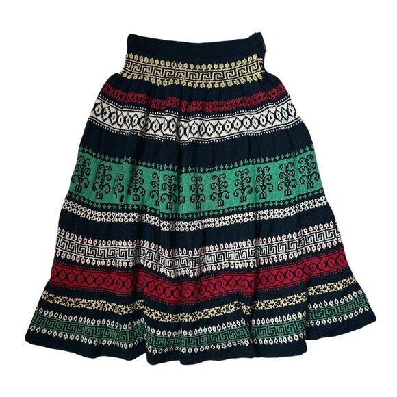 60s 70s vintage knitted pattern midi skirt flared sweater pattern boho cottage. - Picture 1 of 5